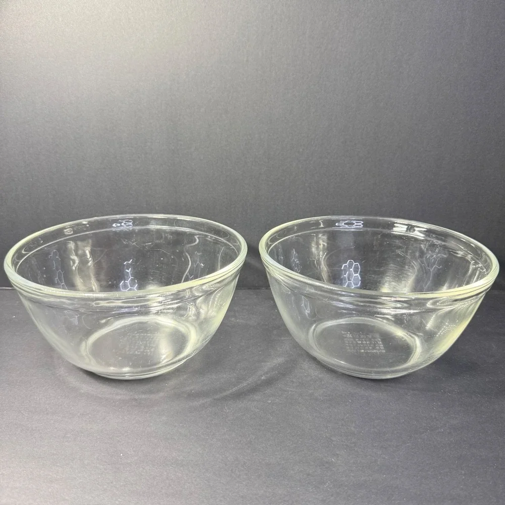 Pyrex 7402 Clear Glass Mixing Bowls Set of 2 1.5 Quart‎ 6 Cup Round Made in USA